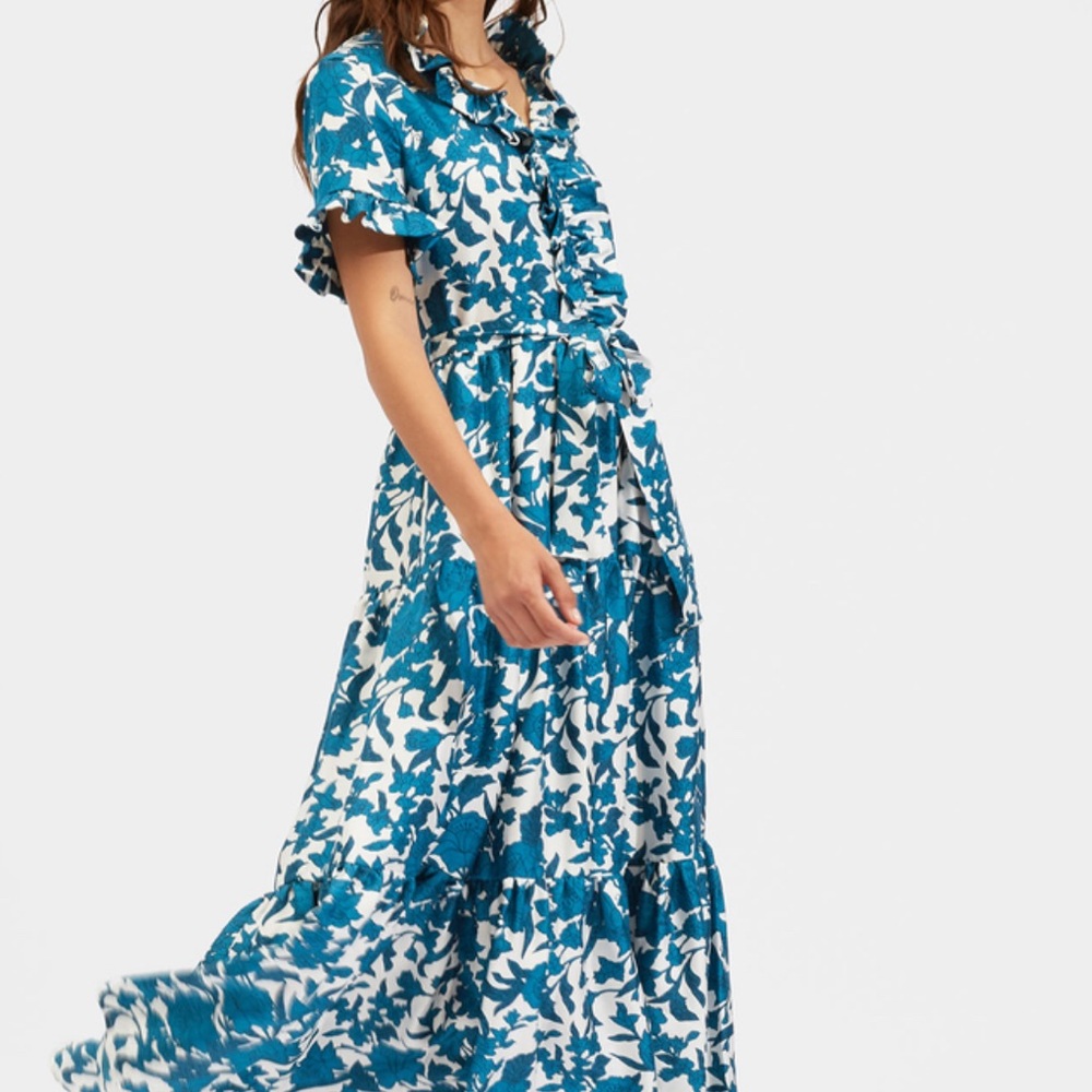 LA DoubleJ Long and Sassy Blue and White Maxi Dress - Picture 2 of 5